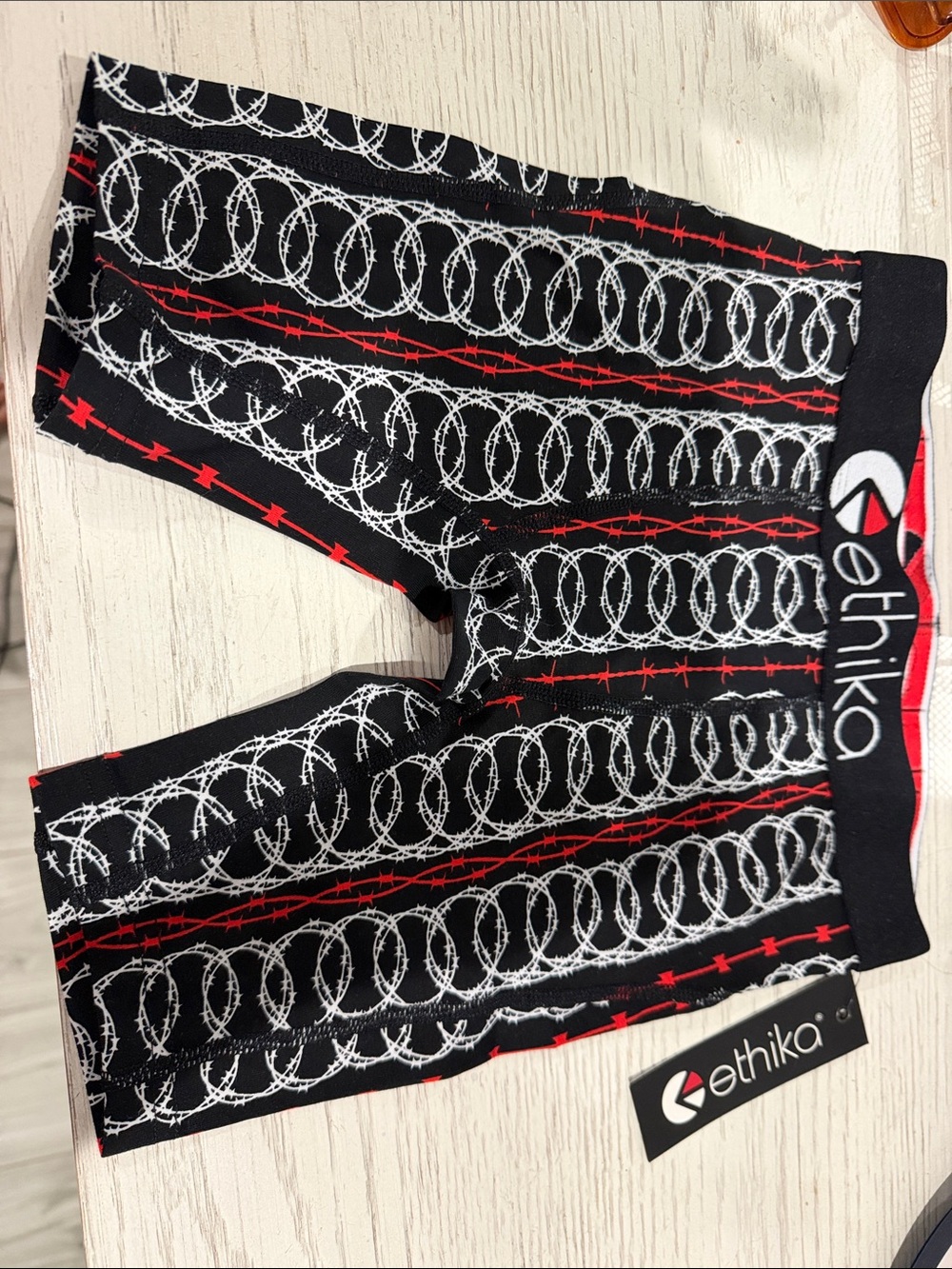 Ethika Kids Black  boxer briefs  barbed wire
